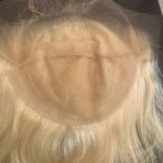 Blond, shoulder-length, in progress, top view.