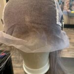 Human hair wig in progress. Ash blond highlights light brown base, 23” long 200% density.