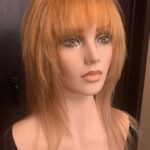 Straight with bangs and long layers, front right view.