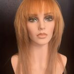 Straight with bangs and long layers, front view.